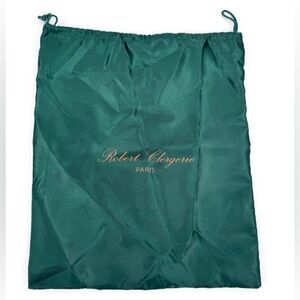 Robert Clergerie Paris Green Satin Drawstring Dust Bag‎ 12x14